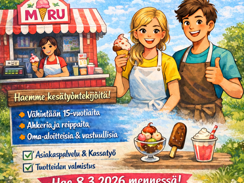 Jäätelönmyyjiä Muru-jäätelökioskille